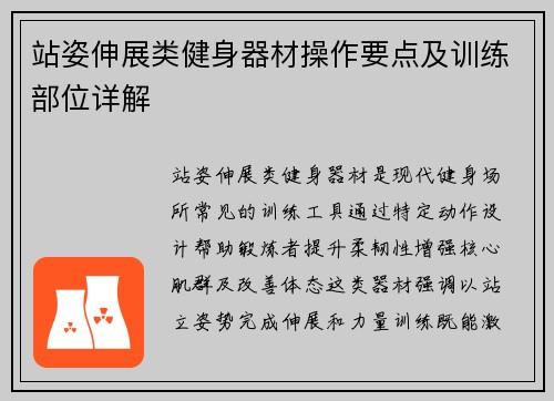 站姿伸展类健身器材操作要点及训练部位详解